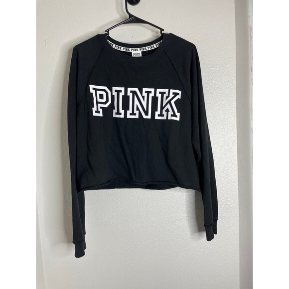 PINK Victoria’s Secret Lounge Set Sweater & Joggers Women’s Black Gray Size M - Picture 2 of 5